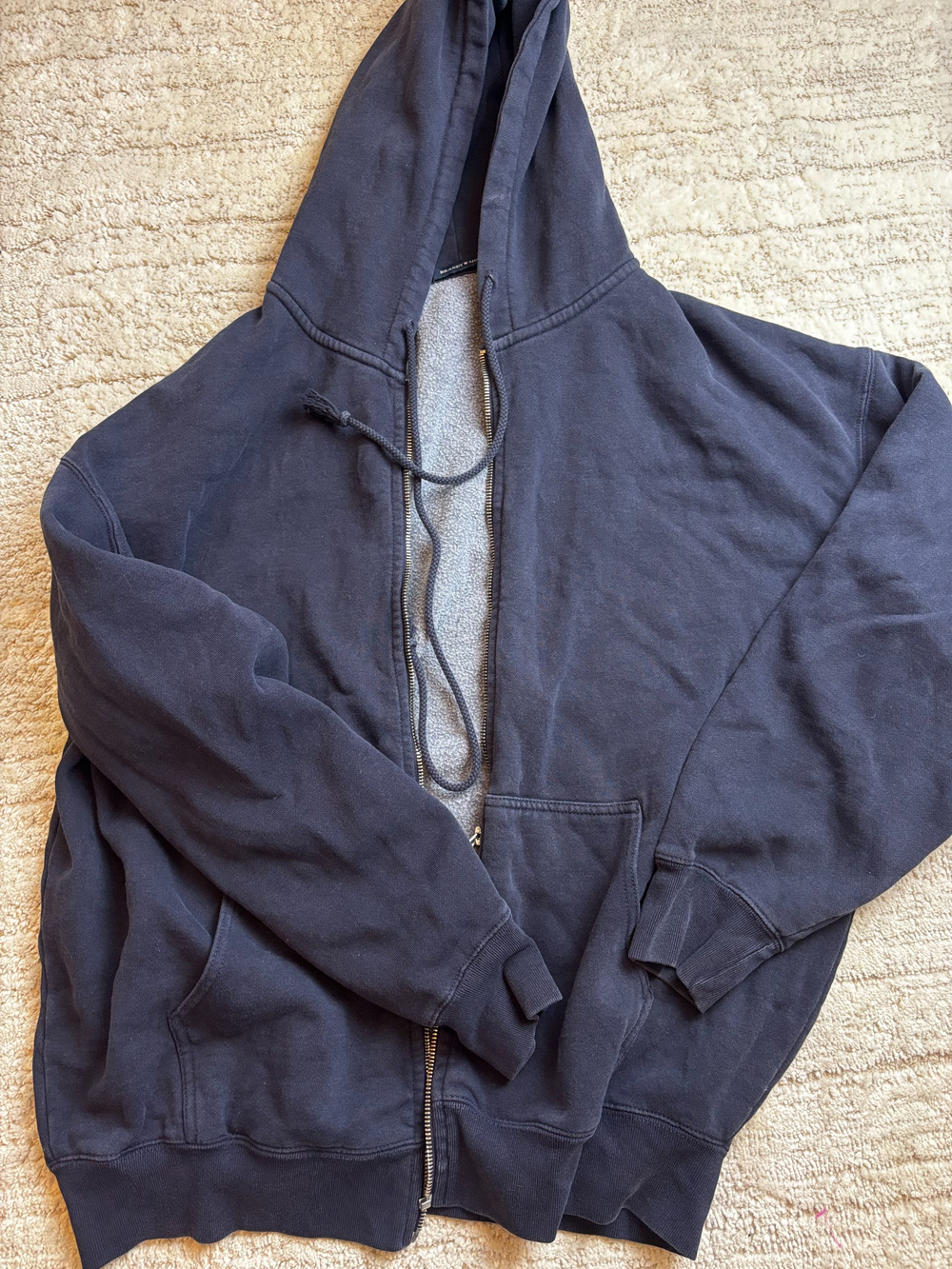 Brandy Melville Zip Up Hoodie Navy Fleece Pocket Y2K